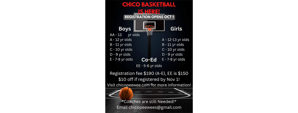 Basketball Registration opens October 1st!!